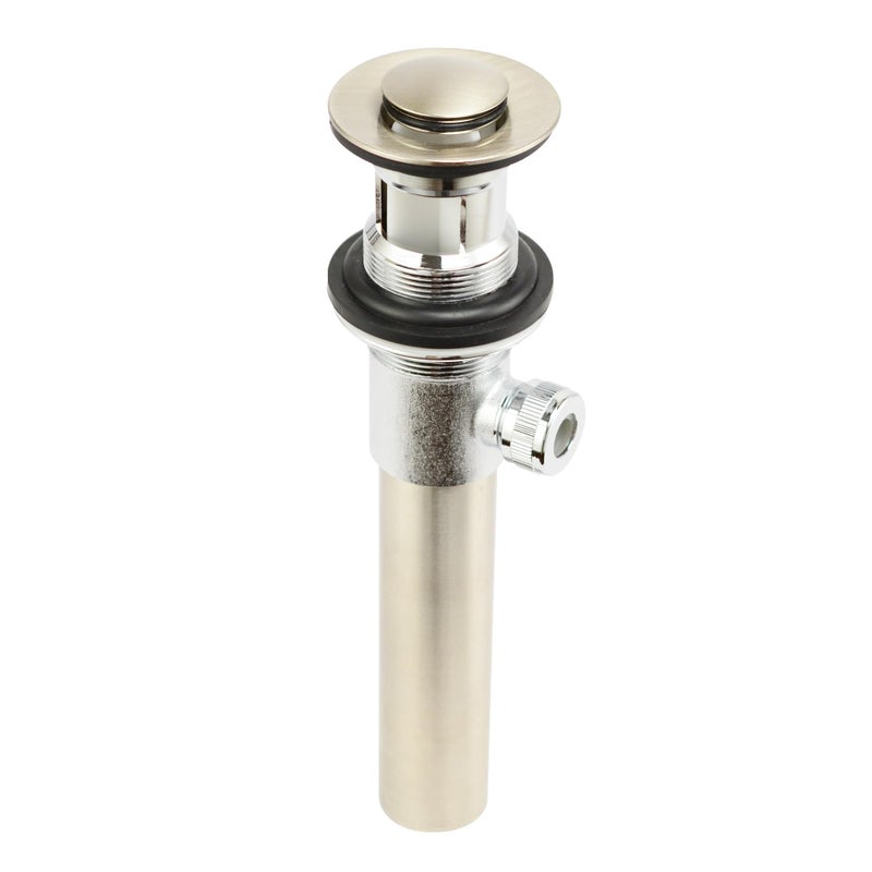 Purelux Bathroom Faucet Vanity Sink Metal Pop-Up Drain Stopper Assembly with Lift Rod and Overflow, Brushed Nickel Finish - Image 3